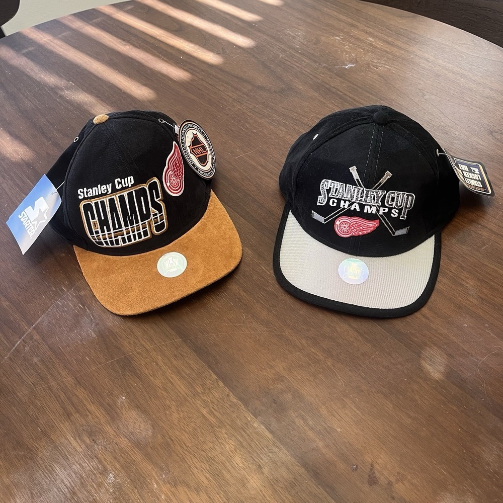 Detroit Red Wings 1997 1998 Stanley Cup Champions Starter Hats VTG Vintage